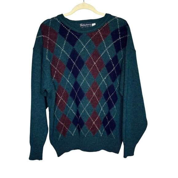 Vintage 80's Burberry Argyle Wool Sweater